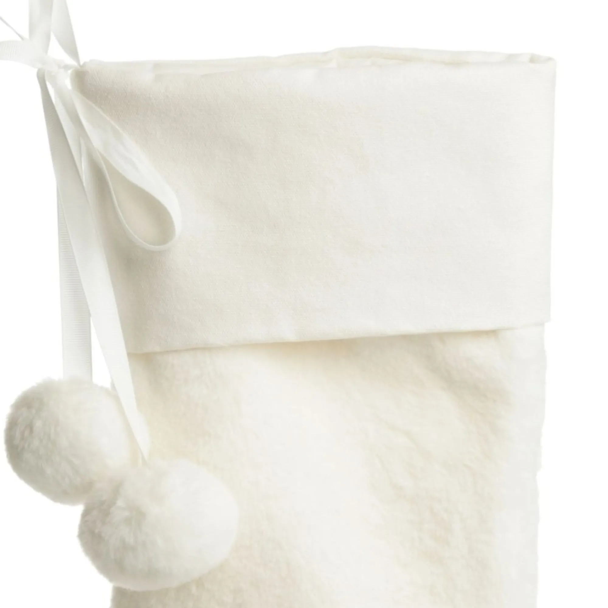 Personalised White Fur Christmas Stocking with Pom Poms Online