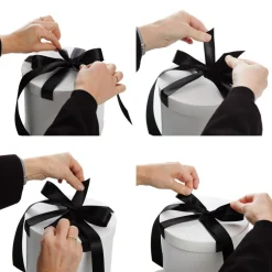 Personalised White Round Gift Box with Baby Blue Ribbon Bow Shop