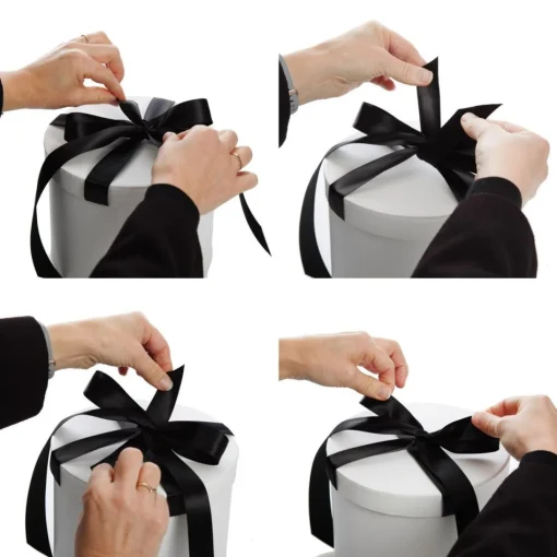 Personalised White Round Gift Box with Baby Blue Ribbon Bow Shop