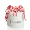 Personalised White Round Gift Box with Candy Cane Ribbon Bow Sale