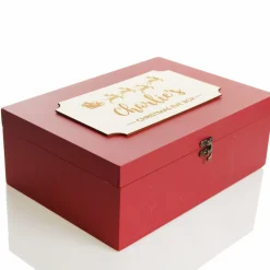 Personalised Wooden Christmas Eve Box with Santa Sleigh Plaque Cheap