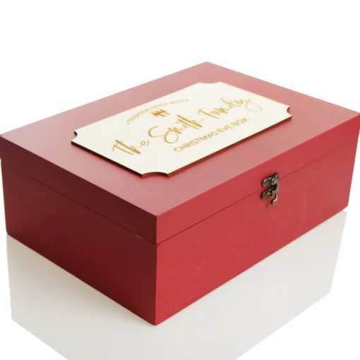 Personalised Wooden Christmas Eve Box with Family Est. Plaque Online