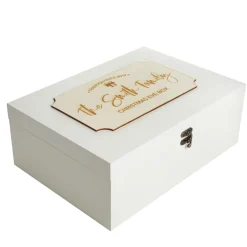 Personalised Wooden Christmas Eve Box with Family Est. Plaque Online