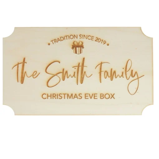 Personalised Wooden Christmas Eve Box with Family Est. Plaque Online