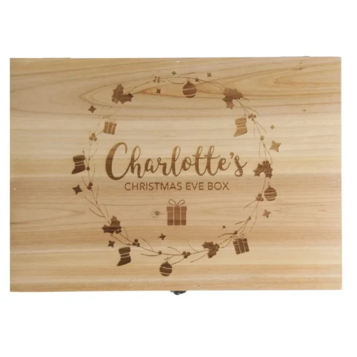 Personalised Wreath Wooden Christmas Eve Box Best