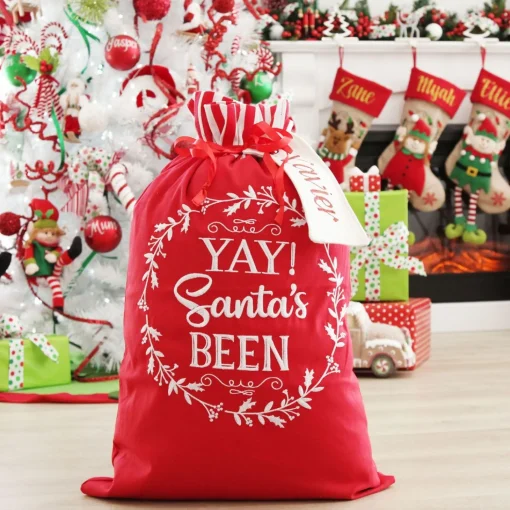 Personalised 'Yay Santas Been' Santa Sack Outlet