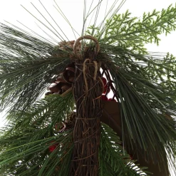 Pinecone and Red Berry Mixed Leaf Christmas Teardrop Swag Fashion