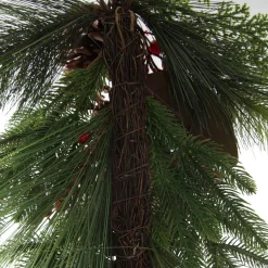 Pinecone and Red Berry Mixed Leaf Christmas Teardrop Swag Fashion