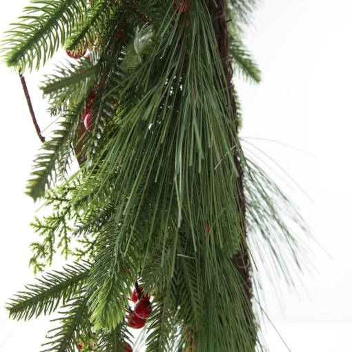 Pinecone and Red Berry Mixed Leaf Christmas Teardrop Swag Fashion