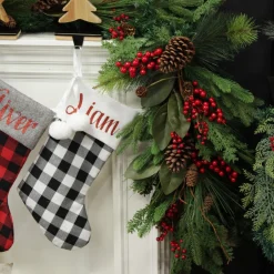 Pinecone and Red Berry Mixed Leaf Christmas Teardrop Swag Fashion