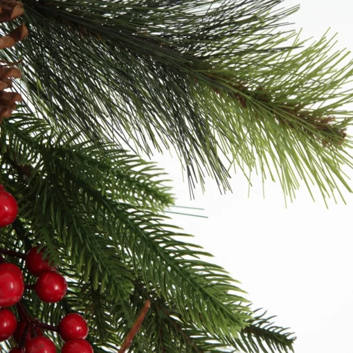 Pinecone and Red Berry Mixed Leaf Christmas Teardrop Swag Fashion