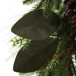 Pinecone and Red Berry Mixed Leaf Christmas Teardrop Swag Fashion