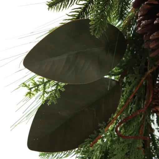 Pinecone and Red Berry Mixed Leaf Christmas Teardrop Swag Fashion