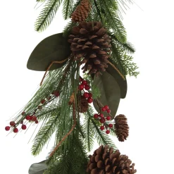 Pinecone and Red Berry Mixed Leaf Christmas Garland Store