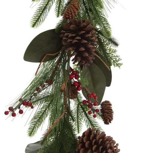 Pinecone and Red Berry Mixed Leaf Christmas Garland Store
