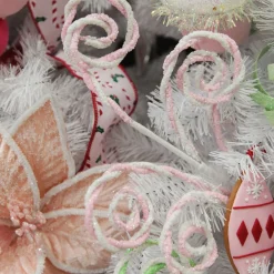 Pink and White Chenille Stick Candy Cane Christmas Pick Flash Sale