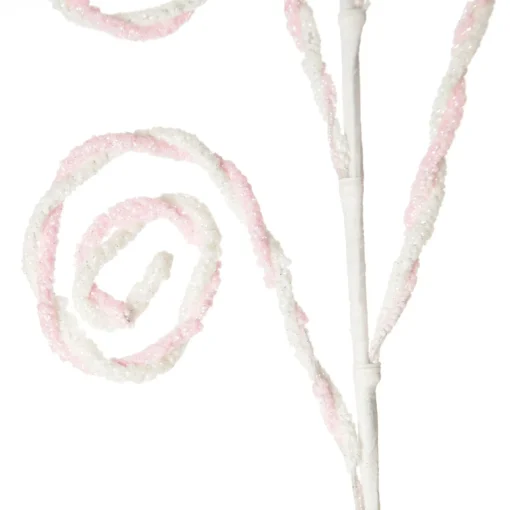 Pink and White Chenille Stick Candy Cane Christmas Pick Flash Sale