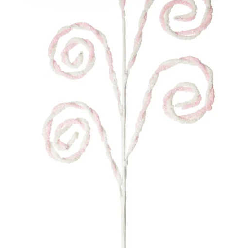 Pink and White Chenille Stick Candy Cane Christmas Pick Flash Sale