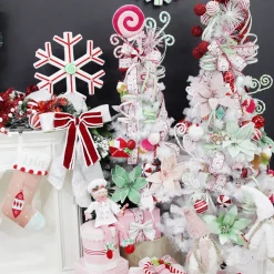 Pink and White Chenille Stick Candy Cane Christmas Pick Flash Sale