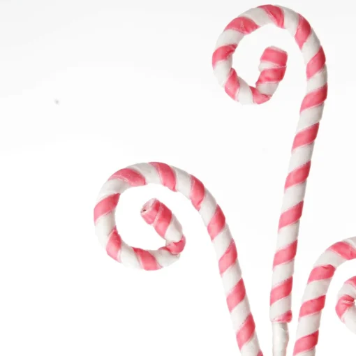 Pink and White Velvet Candy Cane Pick New