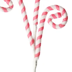 Pink and White Velvet Candy Cane Pick New