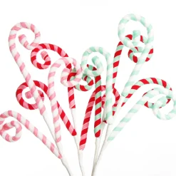 Pink and White Velvet Candy Cane Pick New