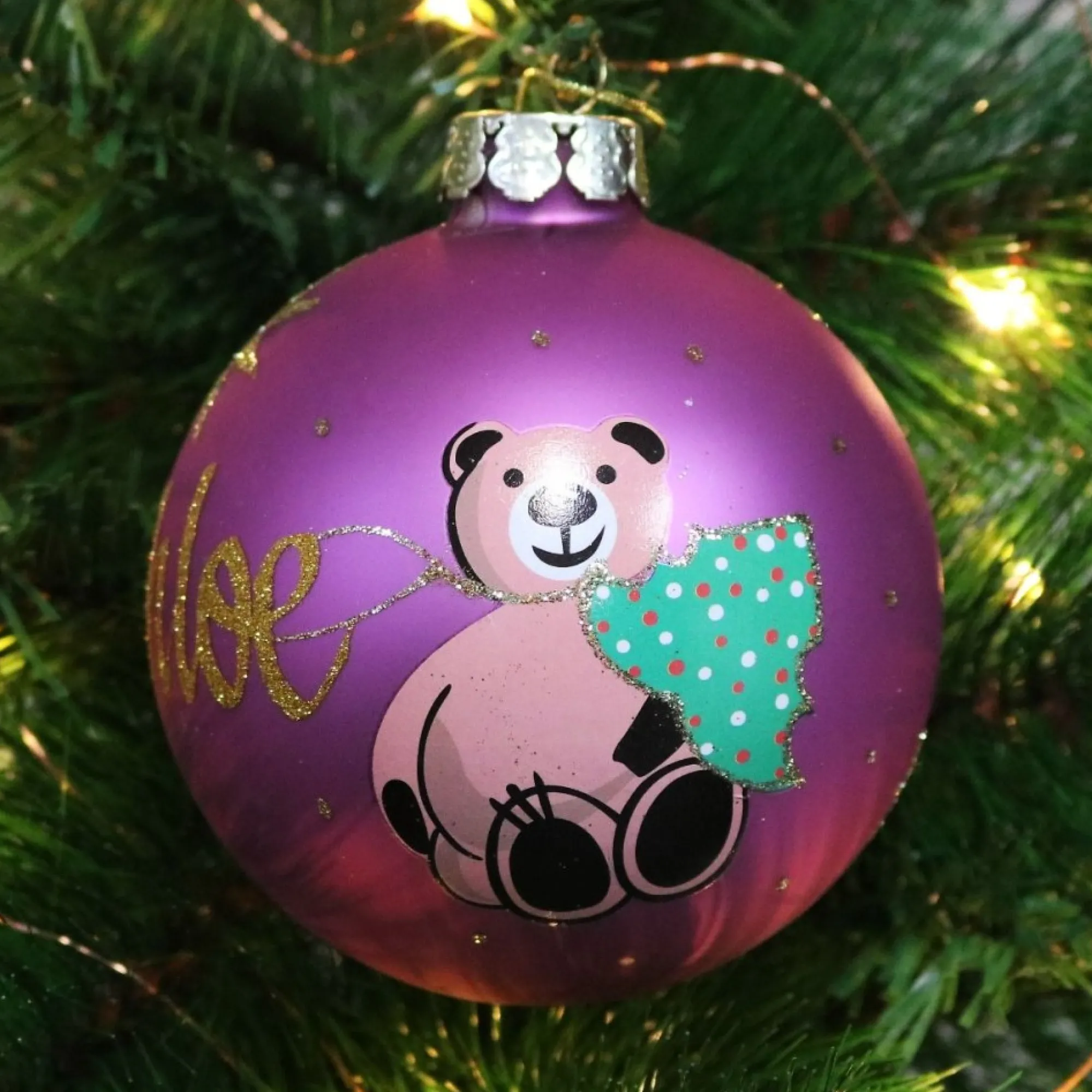 Pink Christmas Bear with Tree Bauble Sale