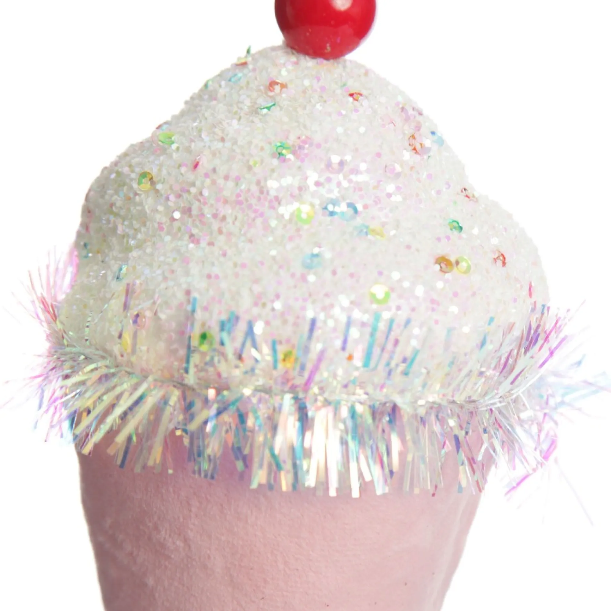 Pink Cupcake with Frosting and Sprinkles Christmas Tree Decoration Fashion