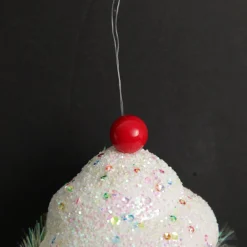 Pink Cupcake with Frosting and Sprinkles Christmas Tree Decoration Fashion