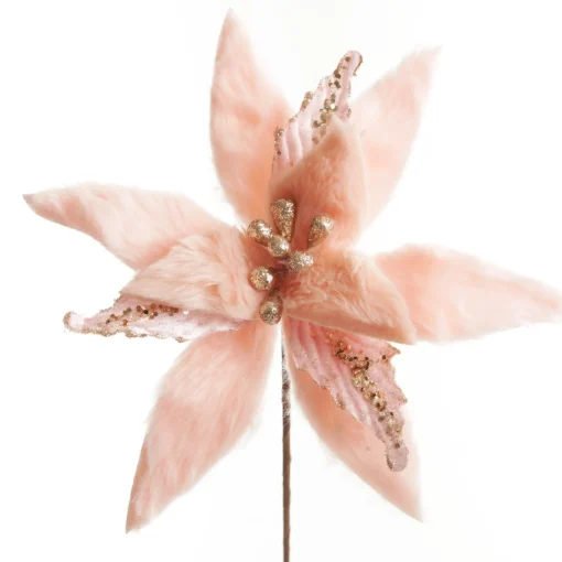 Pink Fur Poinsettia Flower Stem Best Sale