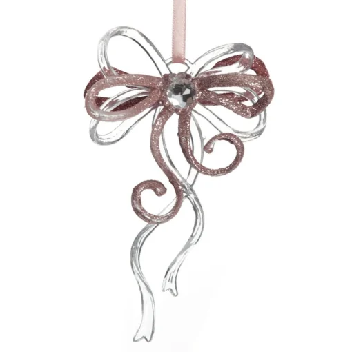 Pink Glitter and Clear Acrylic Bow Tree Decoration Sale