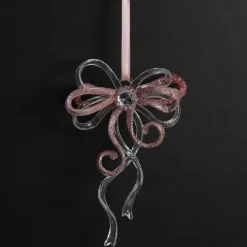 Pink Glitter and Clear Acrylic Bow Tree Decoration Sale