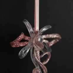 Pink Glitter and Clear Acrylic Bow Tree Decoration Sale