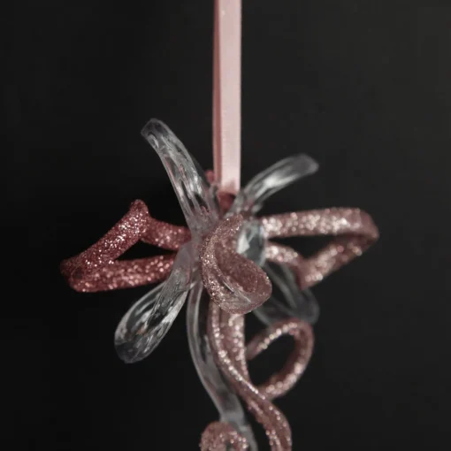 Pink Glitter and Clear Acrylic Bow Tree Decoration Sale
