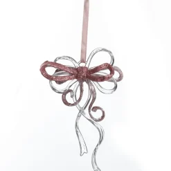 Pink Glitter and Clear Acrylic Bow Tree Decoration Sale