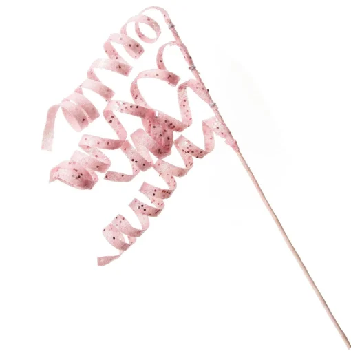 Pink Glitter Curly Ribbon Christmas Pick Sale
