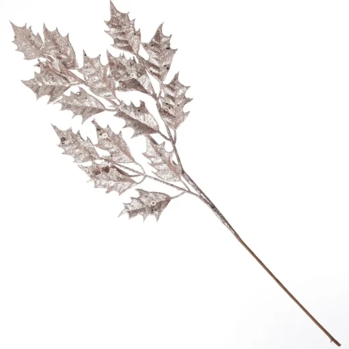 Pink Glitter Holly Leaf Spray Discount
