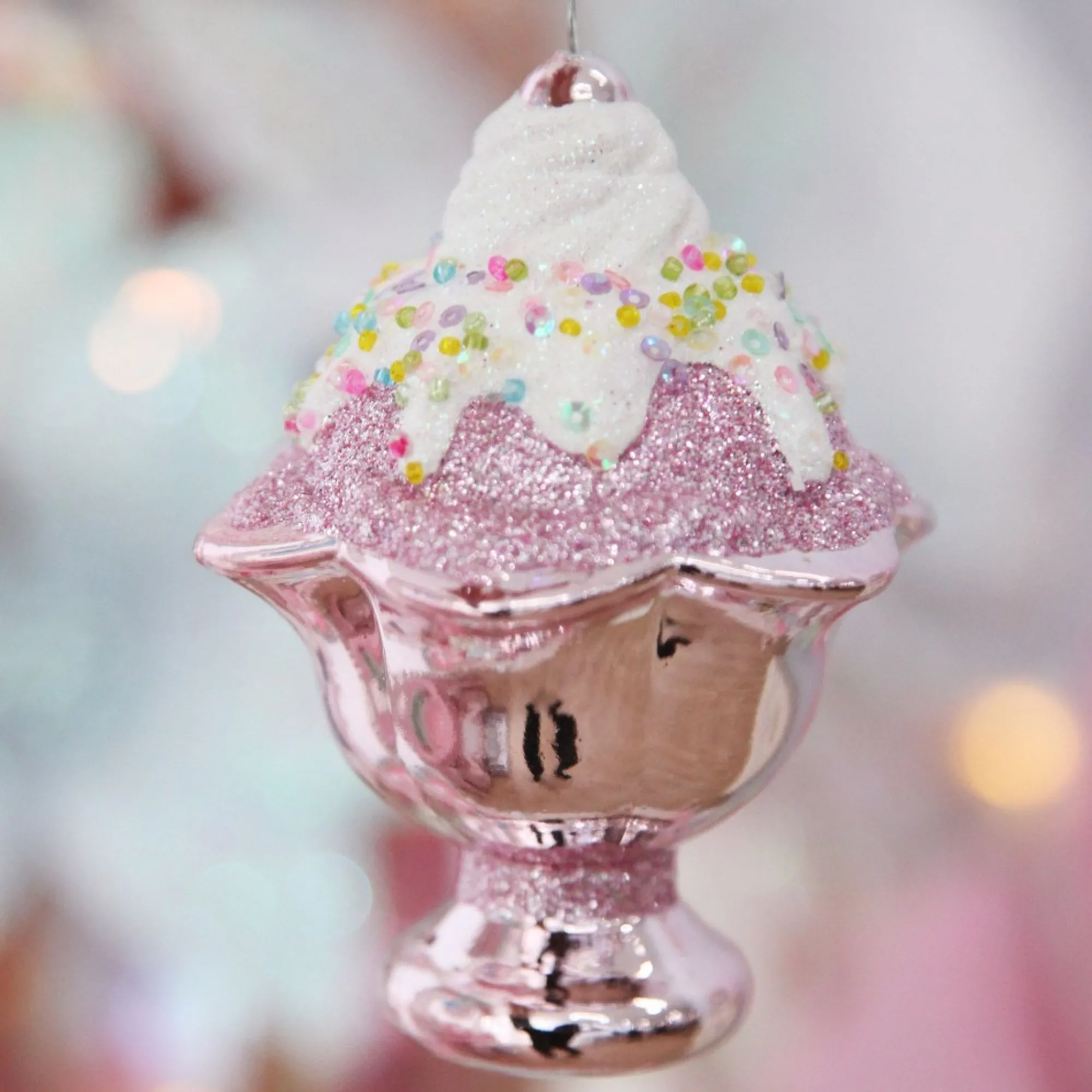 Pink Ice Cream Sundae Hanging Christmas Decoration Best Sale