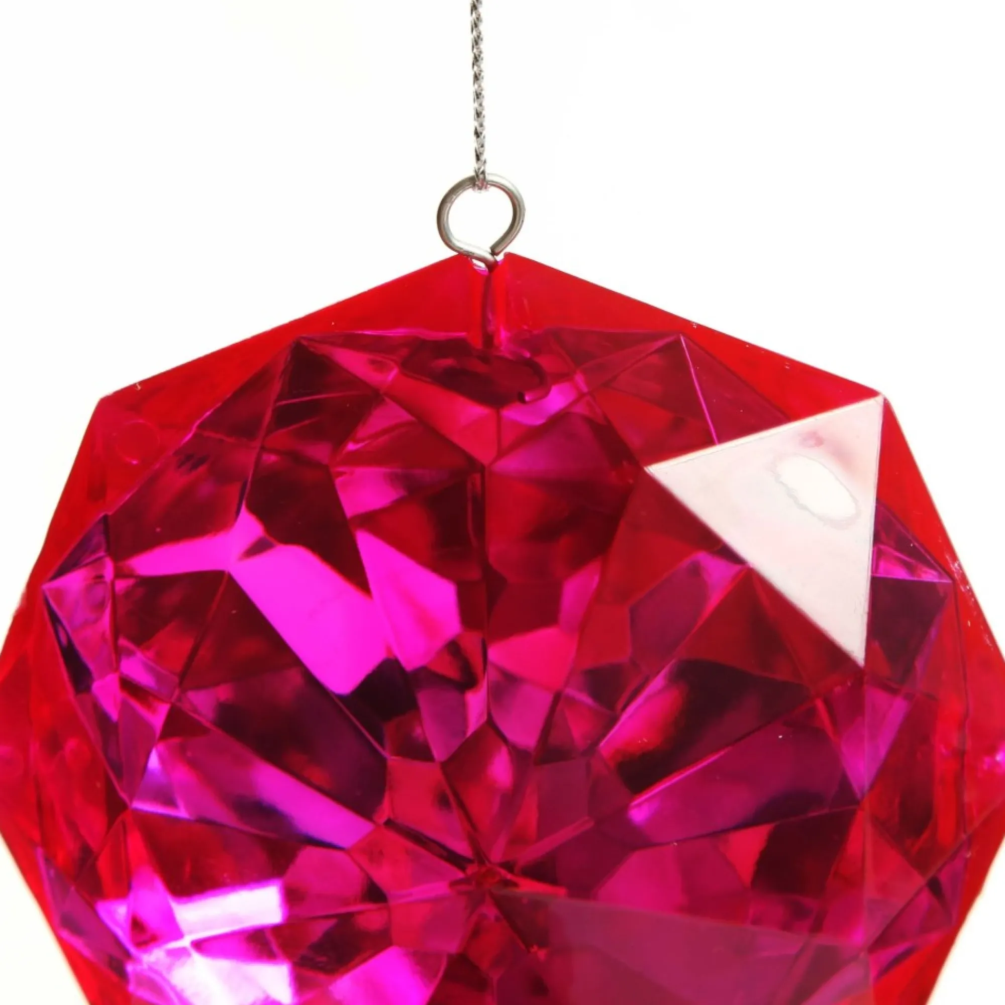 Pink Octagonal Cut Gem Christmas Hanging Decoration Best