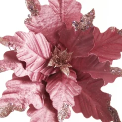 Pink Plum Sequin Poinsettia Flower Stem Online