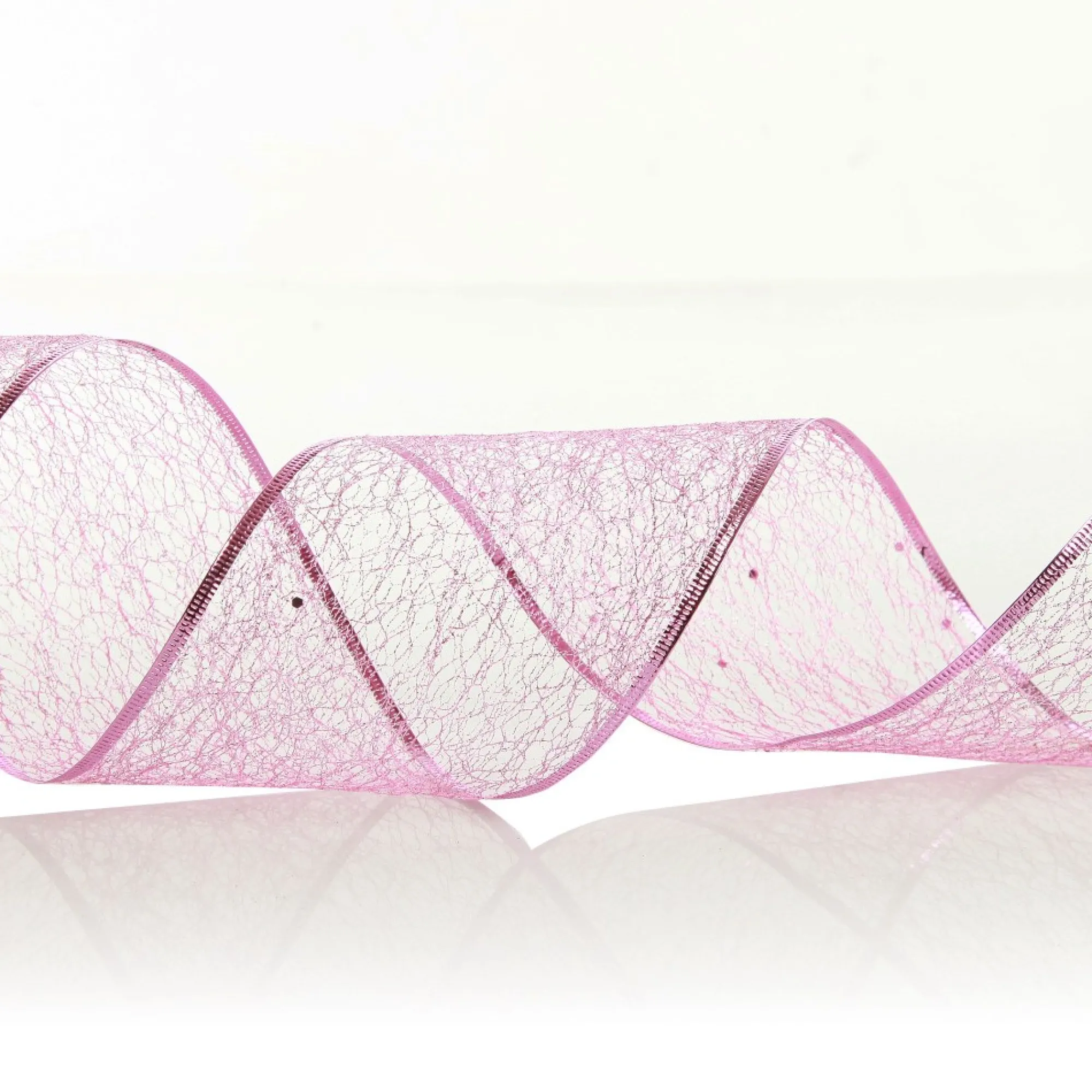 Pink Spider Mesh Wired Christmas Ribbon Garland Online