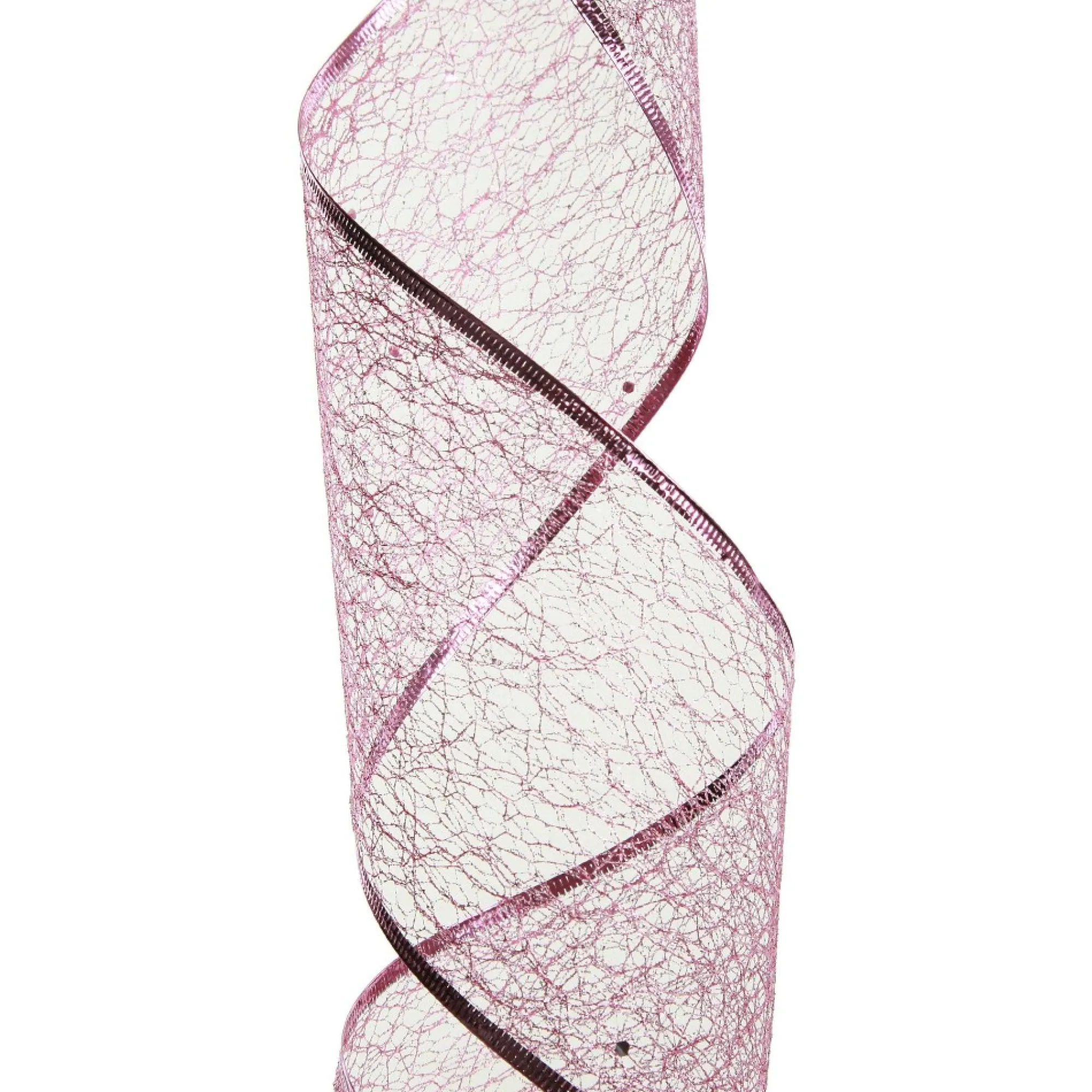 Pink Spider Mesh Wired Christmas Ribbon Garland Online