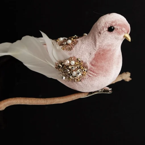 Pink Velvet Bird with Sequins Store