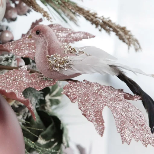 Pink Velvet Bird with Sequins Store