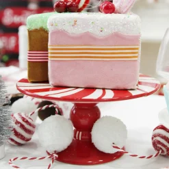 Pink Velvet Cake Slice with Frosting and Sprinkles Tree Decoration Online
