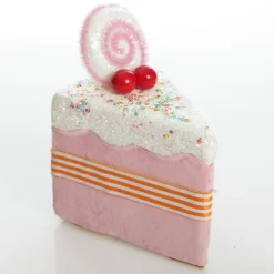Pink Velvet Cake Slice with Frosting and Sprinkles Tree Decoration Online