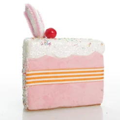 Pink Velvet Cake Slice with Frosting and Sprinkles Tree Decoration Online