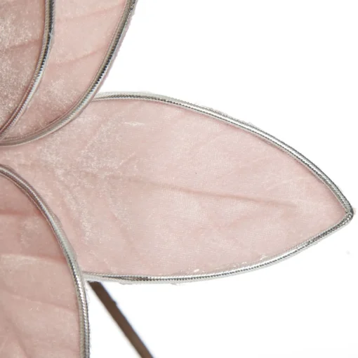 Pink Velvet Flower Stem with Silver Trim Hot