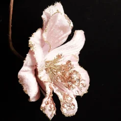 Pink Velvet Magnolia Flower with Champagne Sequin Tips Outlet