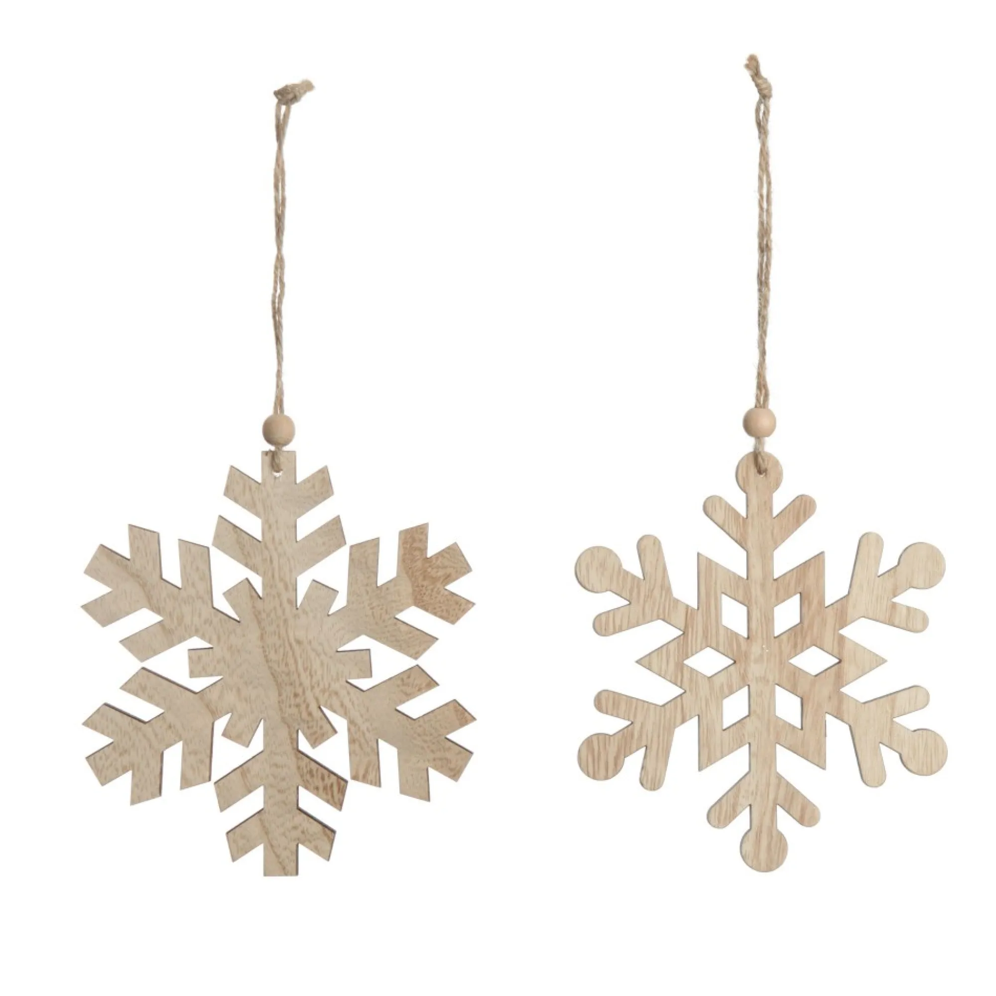 Plywood Snowflake Tree Decorations - Set of 2 Flash Sale
